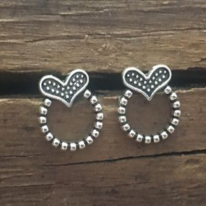 Silver Roped Hearts post earrings